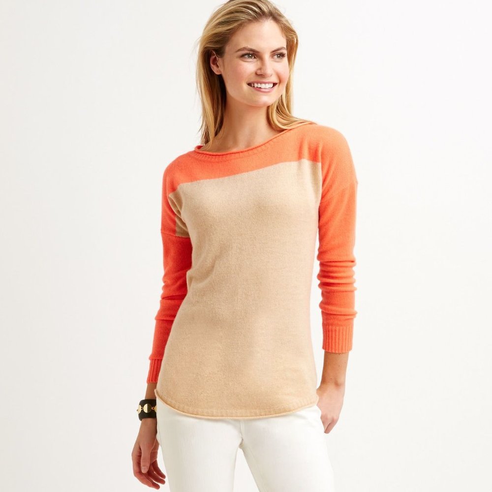 Vineyard Vines Two Tone (Orange and Beige) Crewneck Sweater Large (never worn)